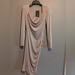 Fashion Nova Long Sleeve Draped Dress